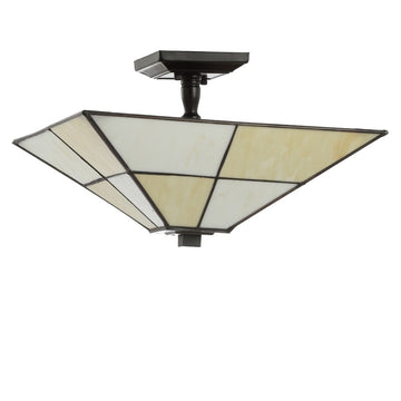 Juliana 15.7" Tiffany Style Glass/Metal LED Semi - JONATHAN Y